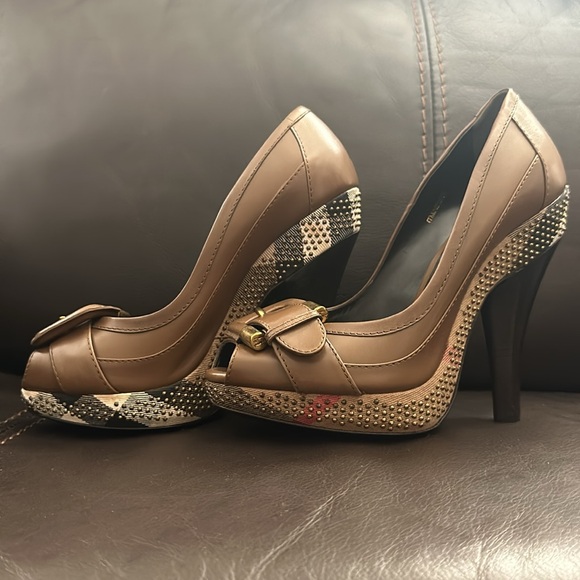 Burberry Heels Original Print Dark Brown - Picture 3 of 9